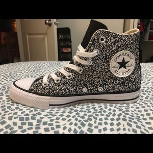Size 7 Glittery High Top Converse Shoes